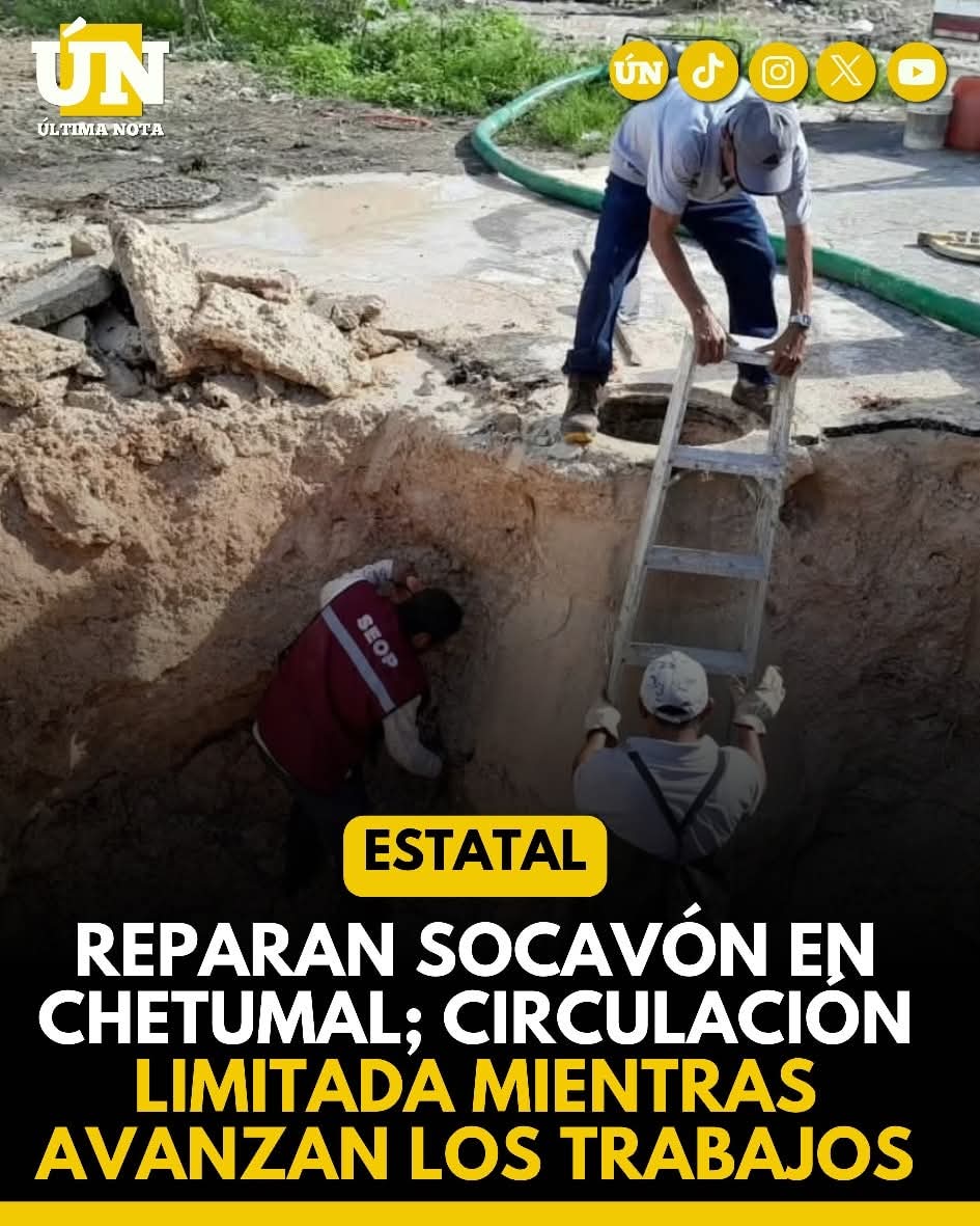 Reparan socavón en Chetumal; circulación limitada mientras avanzan los trabajos.