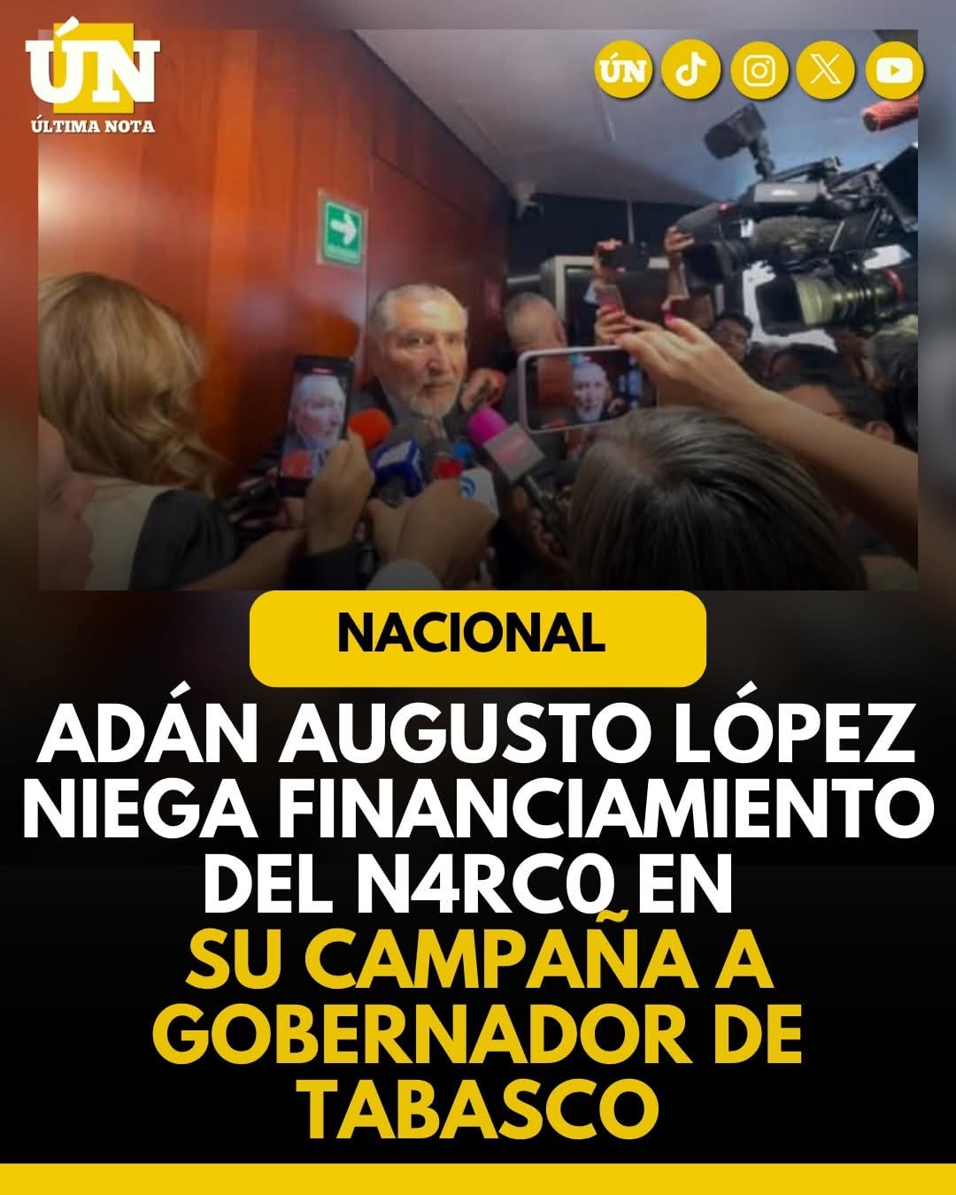 Adán Augusto López niega financiamiento del n4rc0 en su campaña a gobernador de Tabasco.