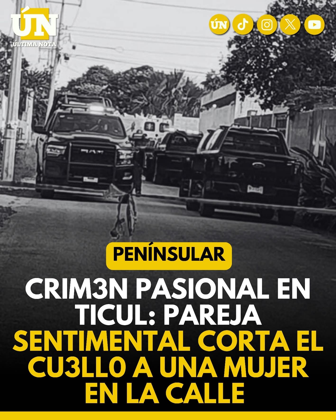 Crim3n pasional en ticul: Pareja sentimental c0rt4 cu3ll0 a una mujer en la calle.