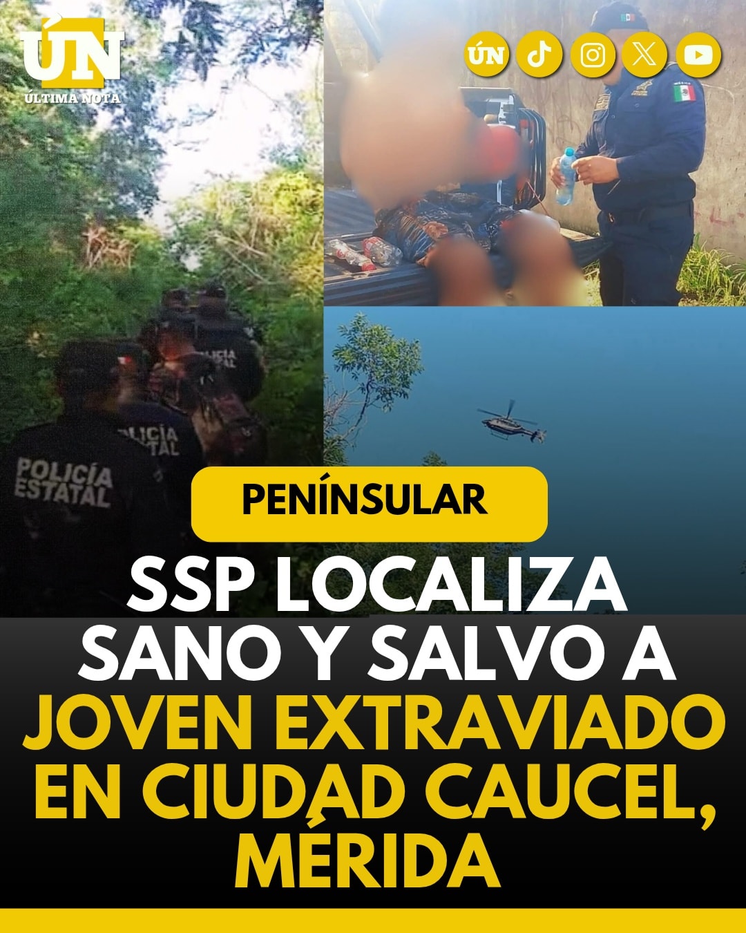 SSP localiza sano y salvo a joven extraviado en Ciudad Caucel, Mérida.
