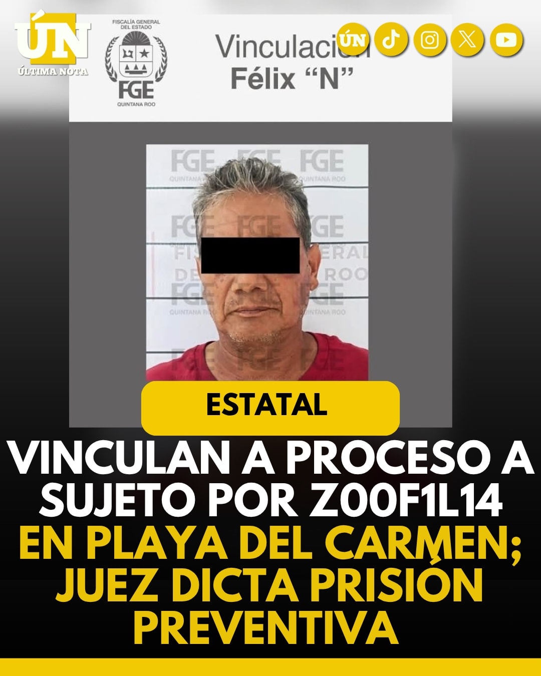 Vinculan a proceso a sujeto por z00f1l14 en Playa del Carmen; juez dicta prisión preventiva.