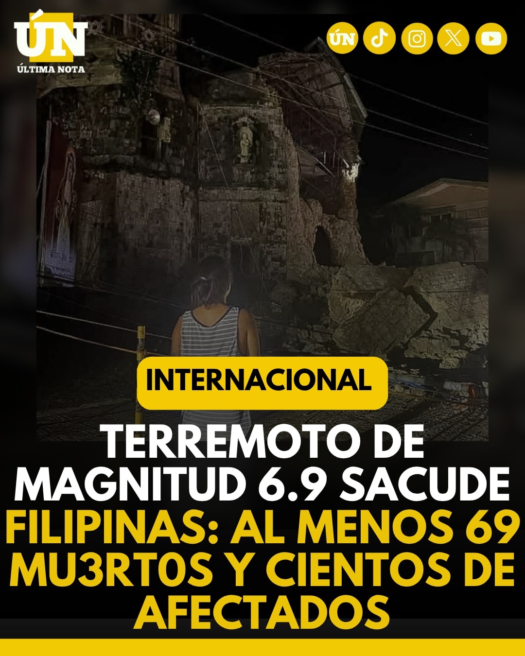 Terremoto de magnitud 6.9 sacude Filipinas: al menos 69 mu3rt0s y cientos de afectados.