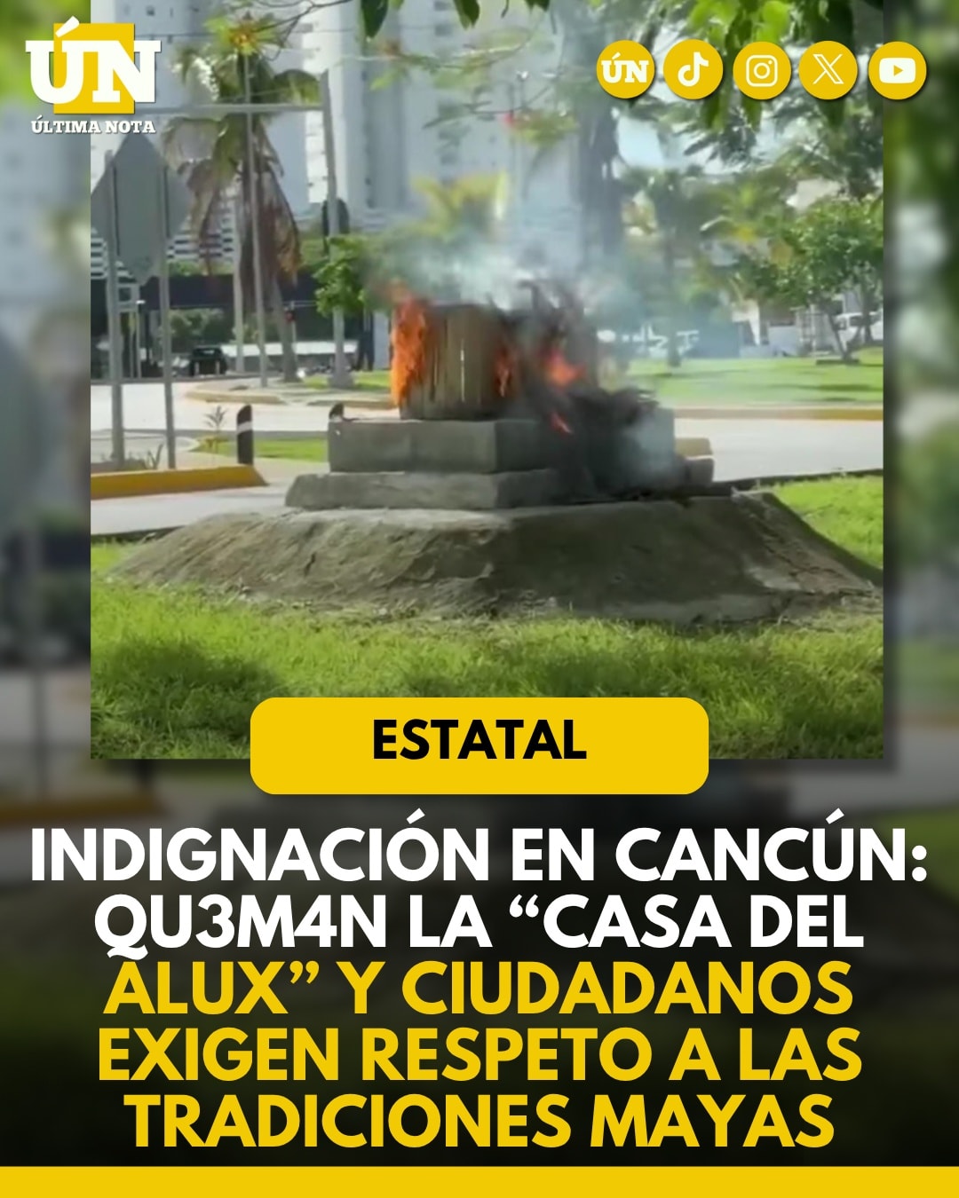 Indignación en Cancún: qu3m4n la “Casa del Alux” y ciudadanos exigen respeto a las tradiciones mayas.