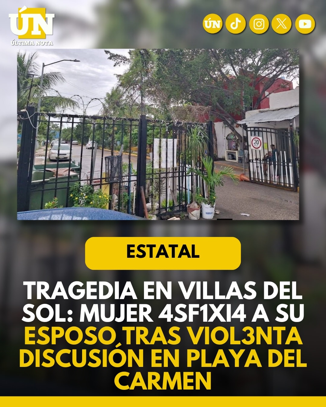 Tragedia en Villas del Sol: mujer 4sf1xi4 a su esposo tras viol3nta discusión en Playa del Carmen.