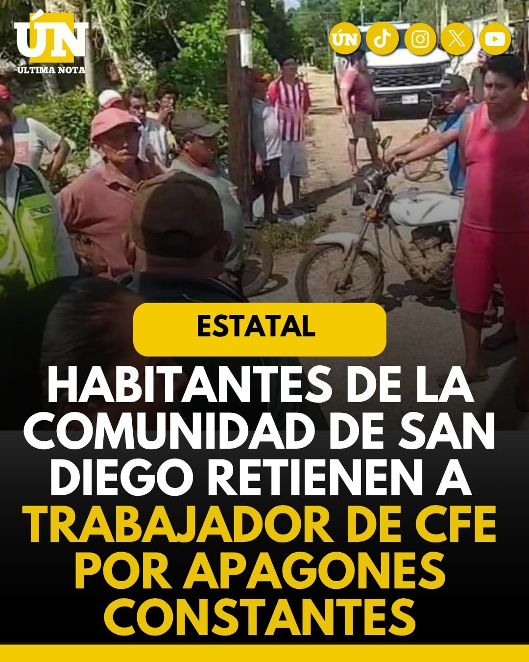 Habitantes de la comunidad de San Diego retienen a trabajador de CFE por apagones constantes.