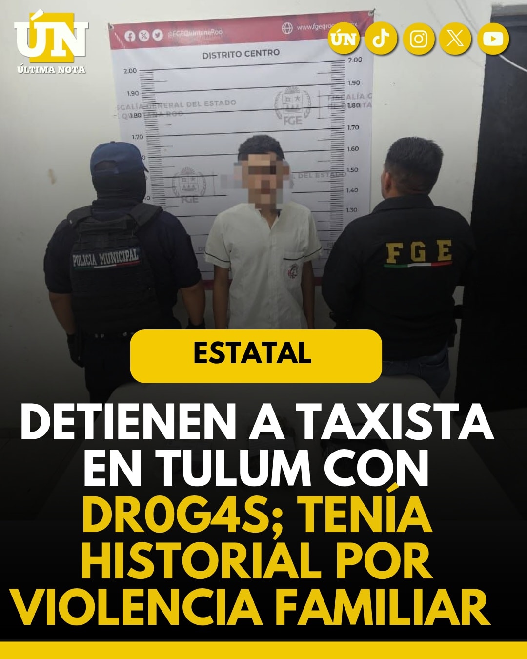 Detienen a taxista en Tulum con dr0g4s; tenía historial por vi0l3nci4 familiar.
