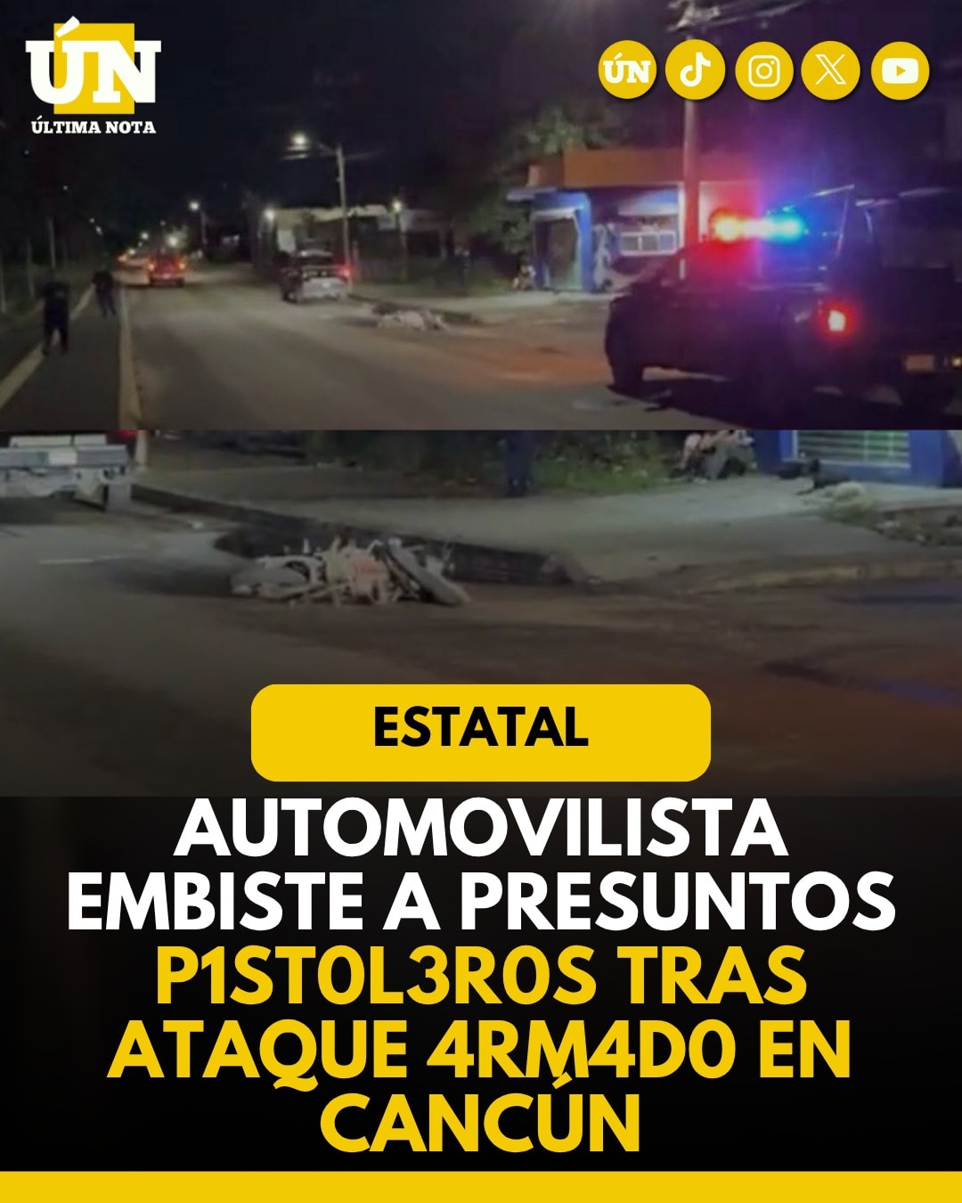 Automovilista embiste a presuntos p1st0l3r0s tras ataque 4rm4d0 en Cancún.