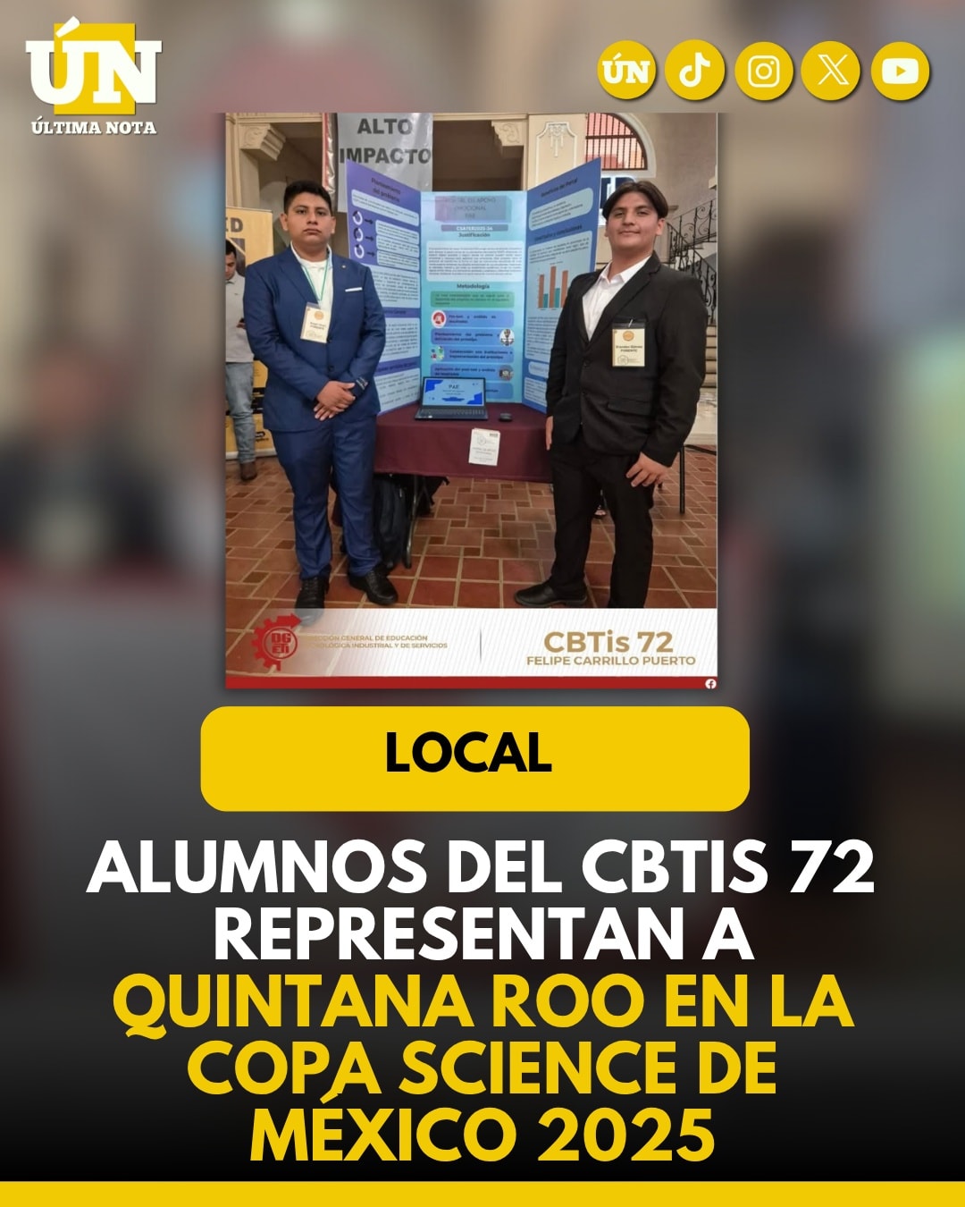 Alumnos del CBTIS 72 representan a Quintana Roo en la Copa Science de México 2025.