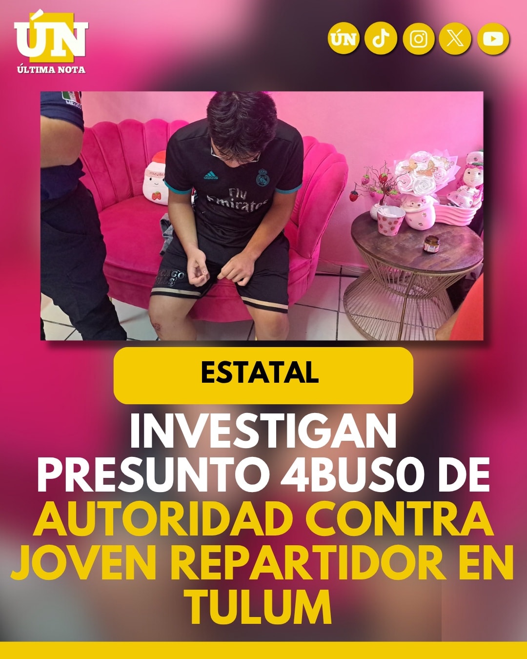 Investigan presunto 4bus0 de autoridad contra joven repartidor en Tulum.