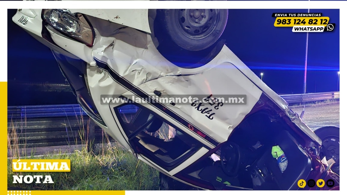 Se inserta taxi en muro de contención.