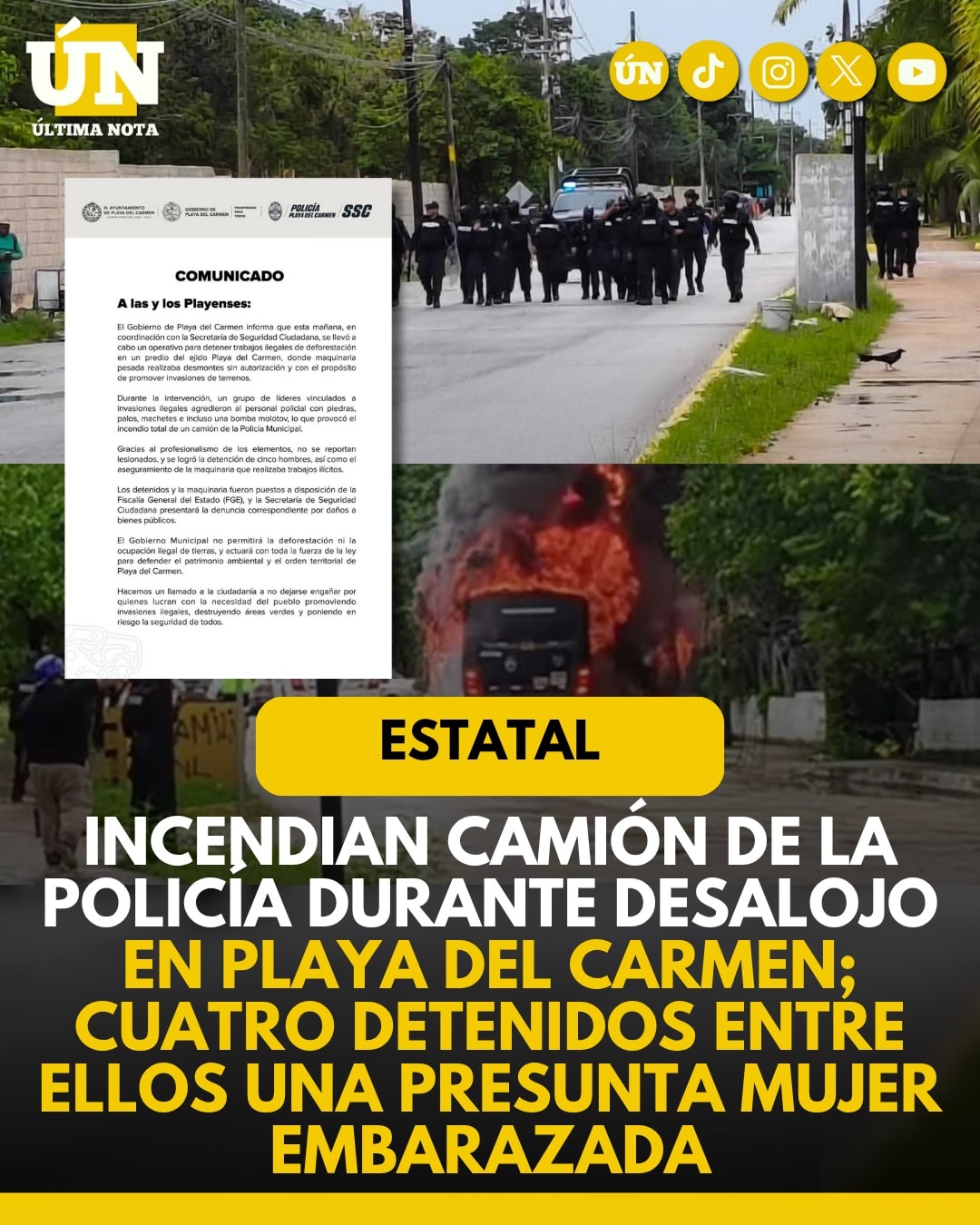 Tensión y viol3ncia en Playa del Carmen: ordenan operativo en zona de invasión.