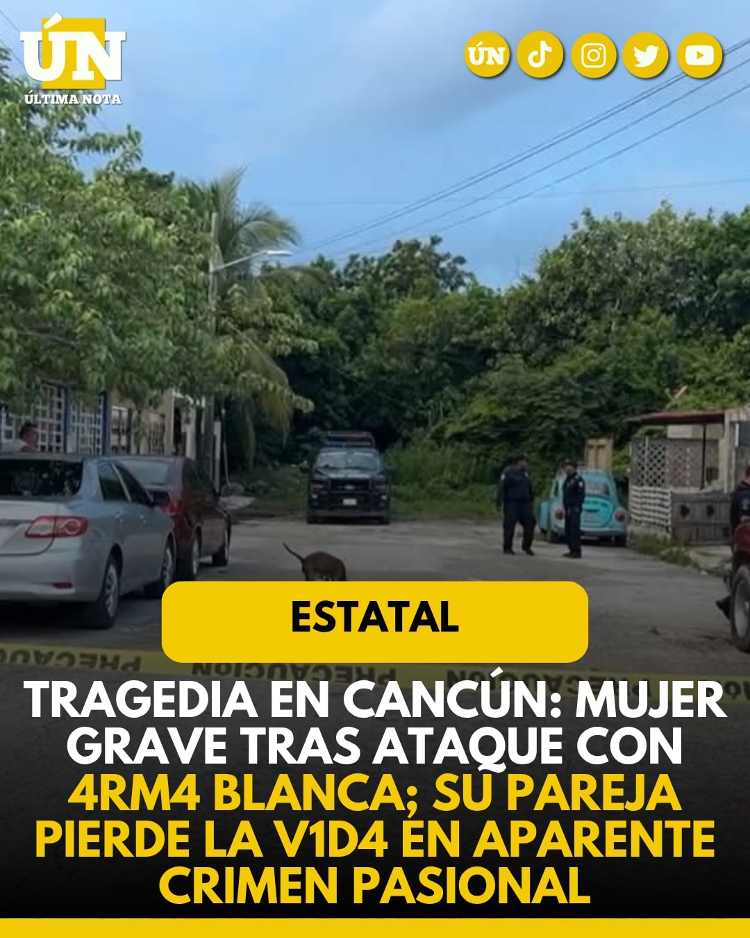 Tragedia en Cancún: mujer grave tras at4qu3 con 4rm4 blanca; su pareja pierde la v1d4 en aparente cr1m3n pasional.