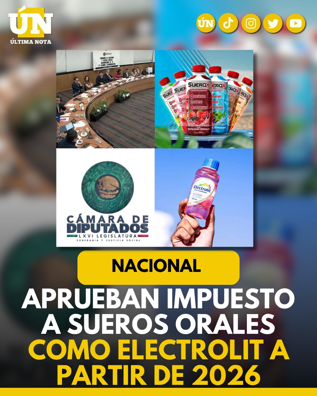 Aprueban impuesto a sueros orales como Electrolit a partir de 2026.