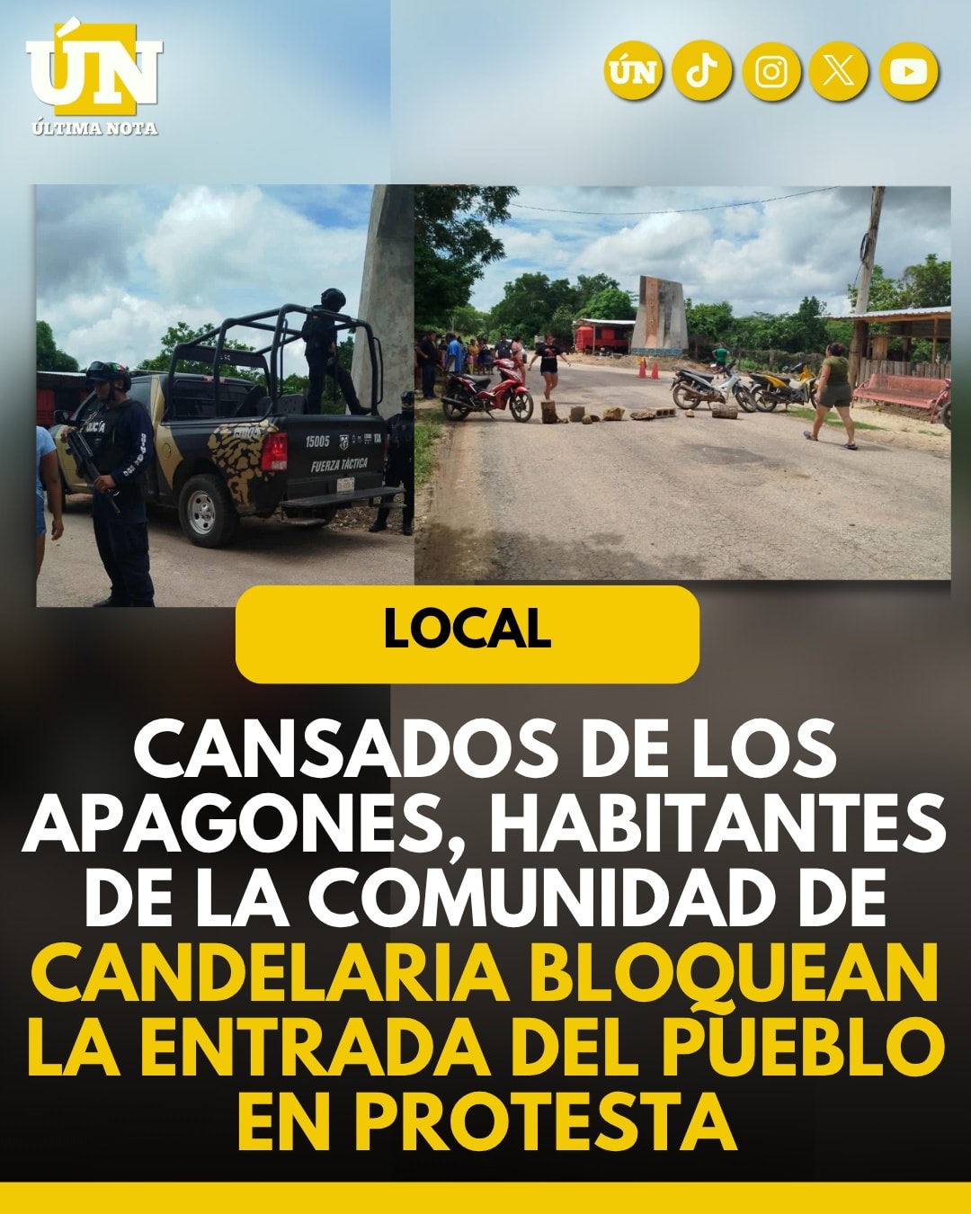 Cansados de los apagones, habitantes de la comunidad de Candelaria bloquean la entrada del pueblo en protesta.