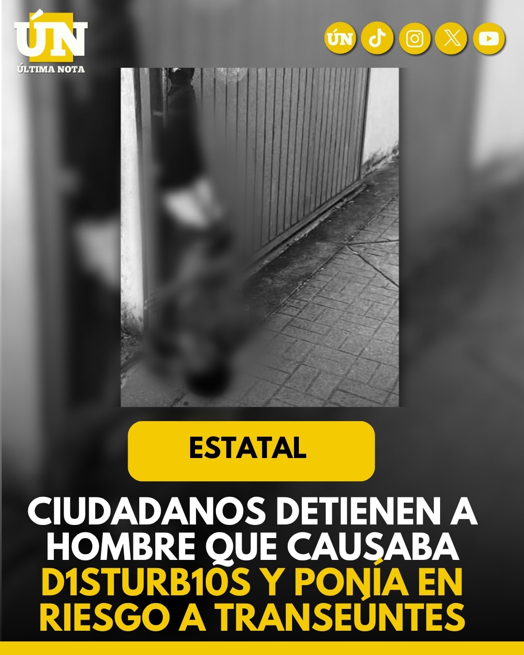 Ciudadanos detienen a hombre que causaba disturbios y ponía en riesgo a transeúntes.