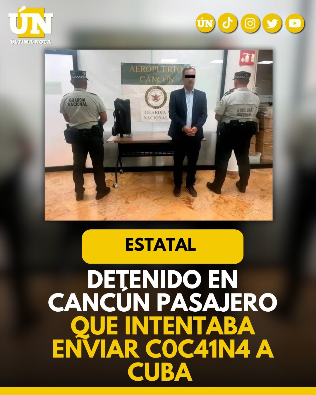 Detenido en Cancún pasajero que intentaba enviar c0c41n4 a Cuba.
