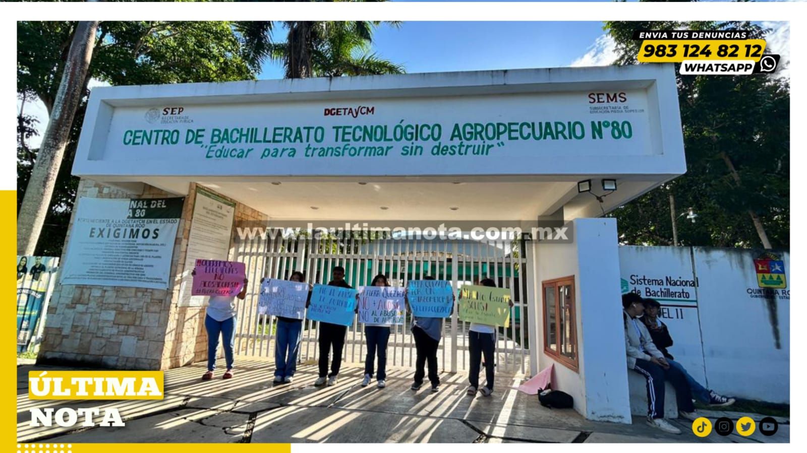 Se manifiestan alumnos y padres de familia en el CBTA 80 de Chunhuhub