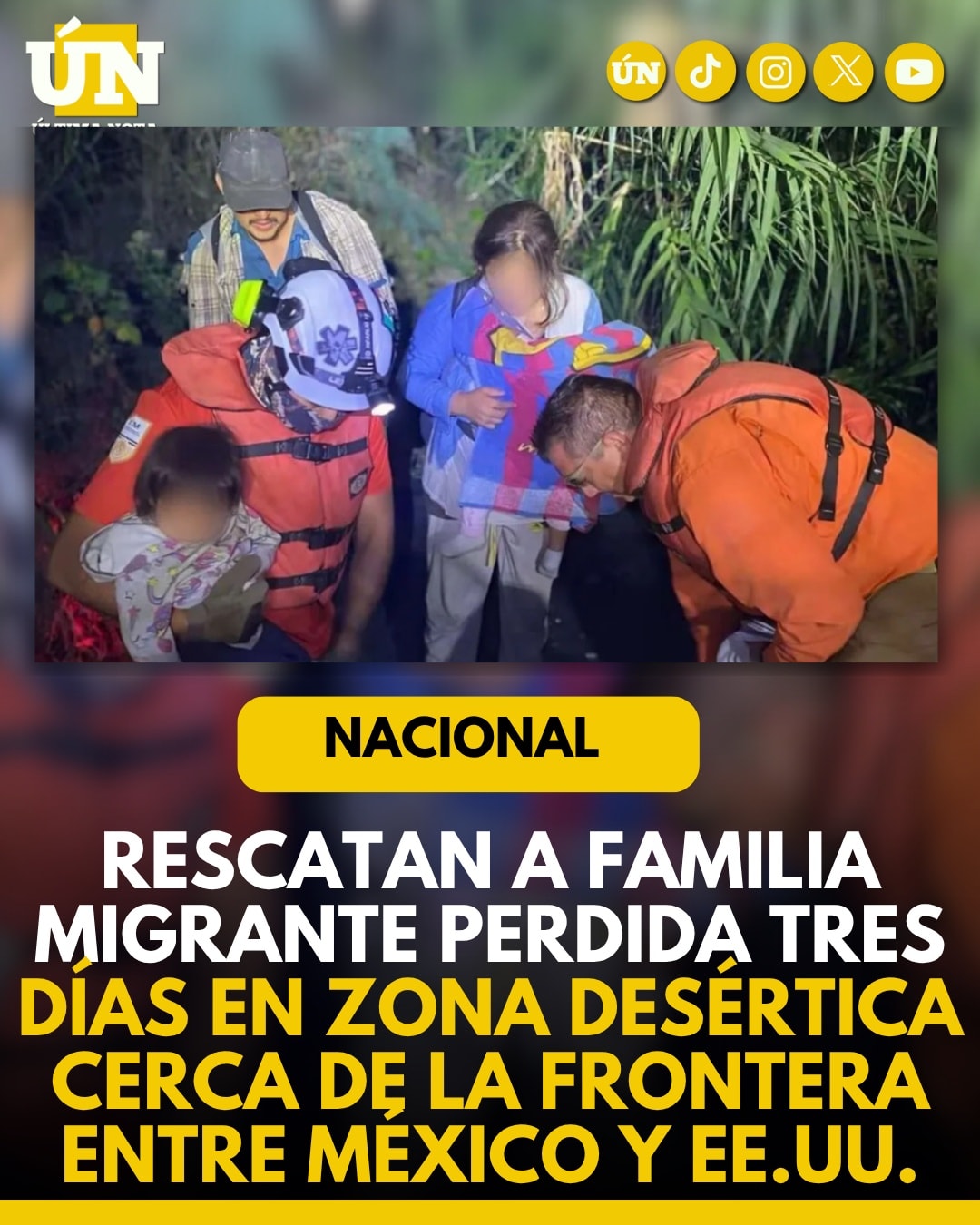 Rescatan a familia migrante perdida tres días en zona desértica cerca de la frontera entre México y EE.UU.
