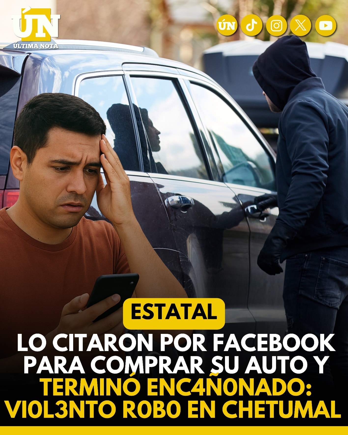 Lo citaron por Facebook para comprar su auto y terminó encañonado: vi0l3nt0 r0b0 en Chetumal.