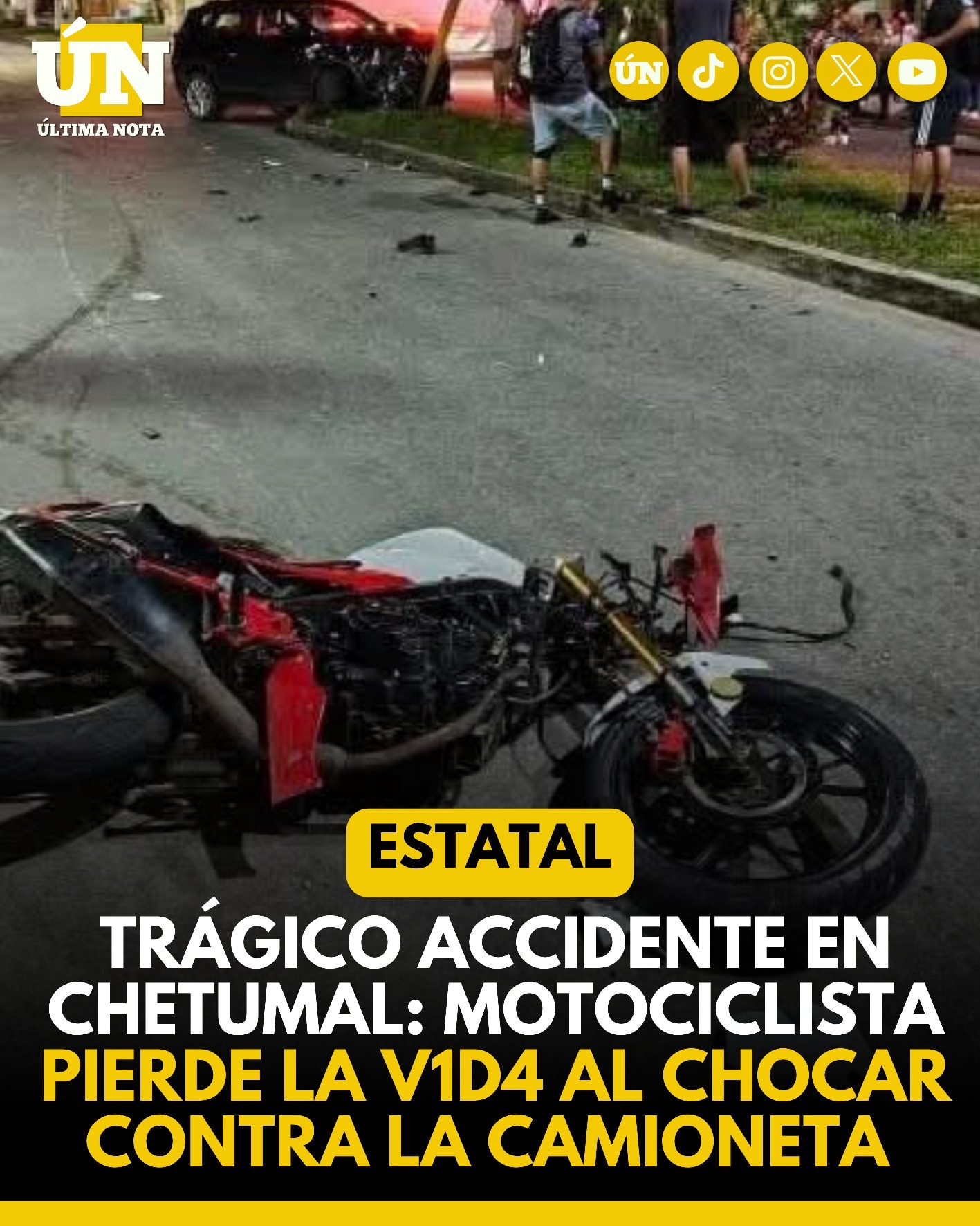 Trágico accidente en Chetumal: motociclista pierde la v1d4 al chocar contra camioneta.