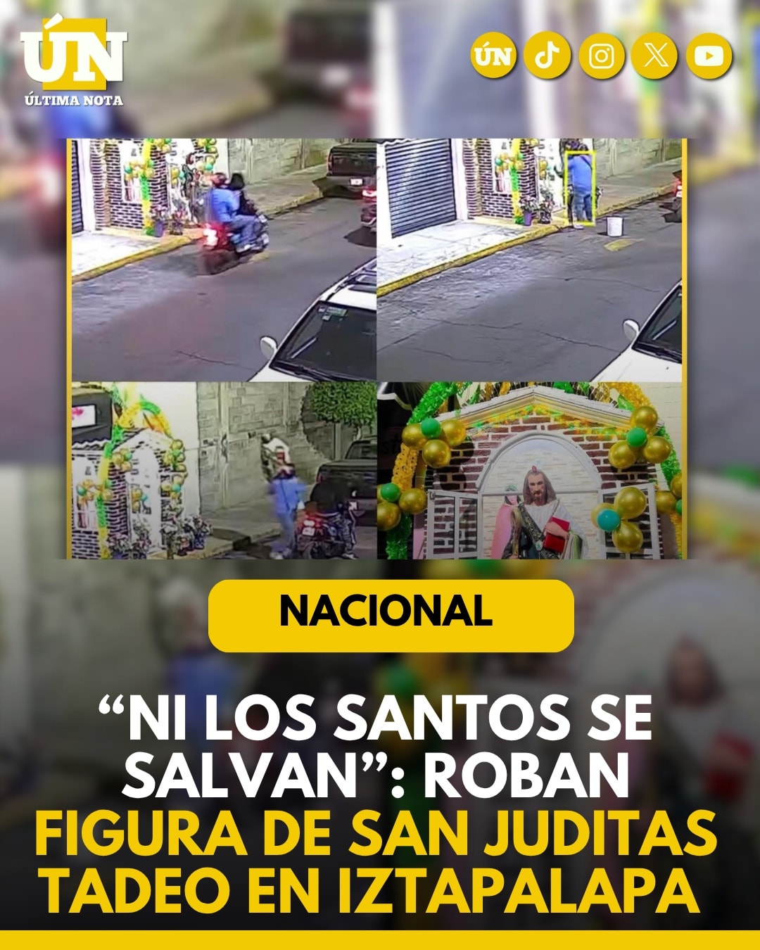 “Ni los santos se salvan”: rob4n figura de San Juditas Tadeo en Iztapalapa.