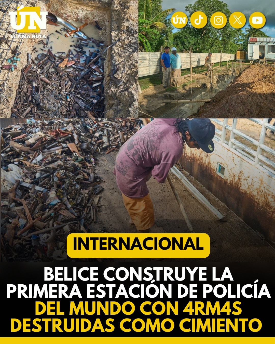 Belice construye la primera estación de policía del mundo con 4rm4s destruidas como cimiento.