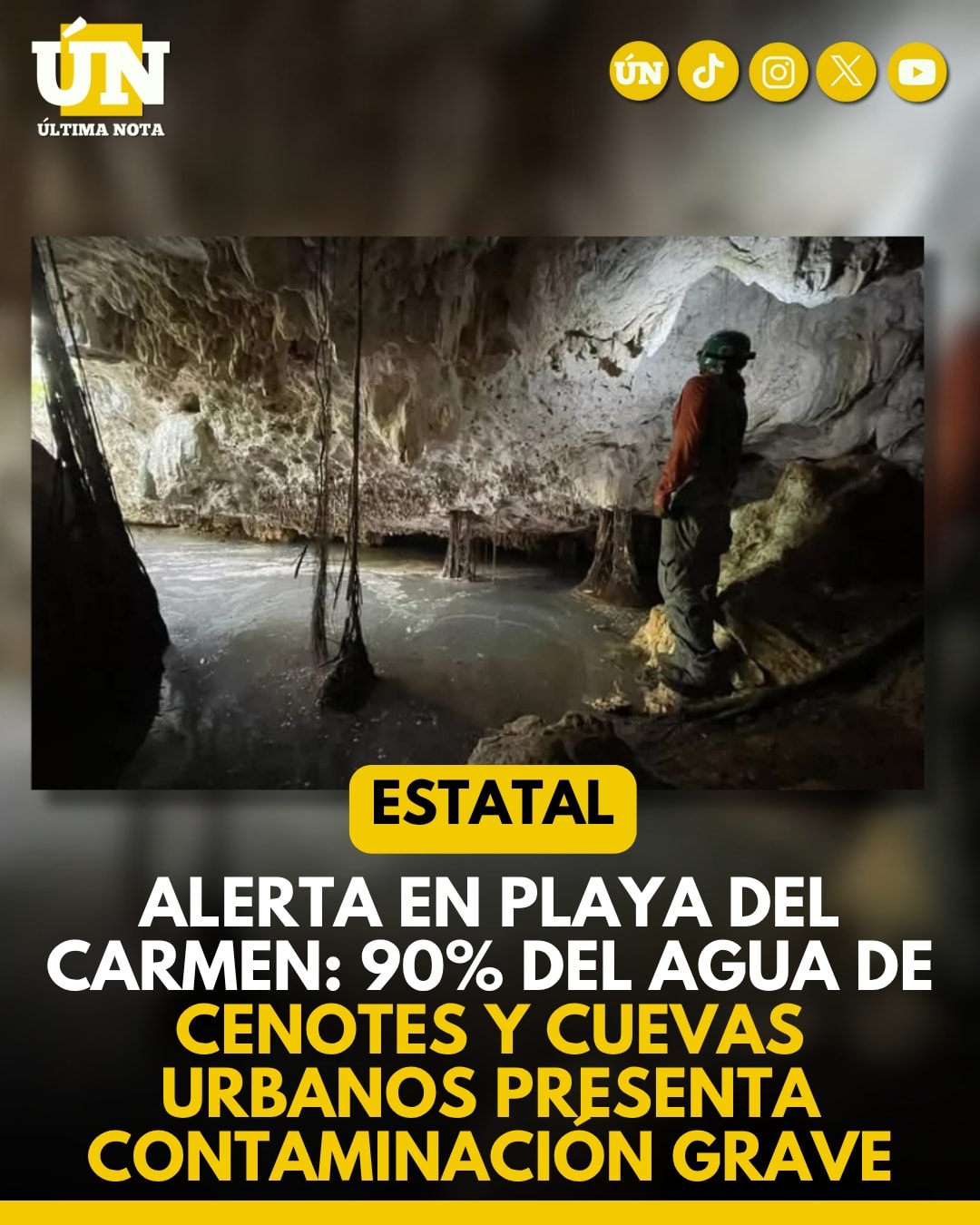 Alerta en Playa del Carmen: 90% del agua de cenotes y cuevas urbanos presenta contaminación grave.