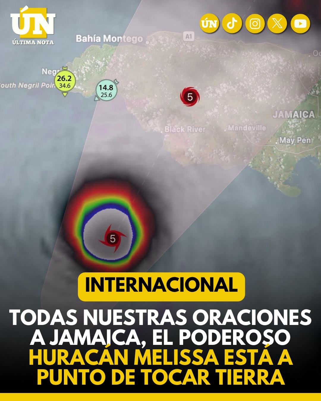 Huracán “Melissa” amenaza con fuerza devastadora: Jamaica se prepara para el impacto.