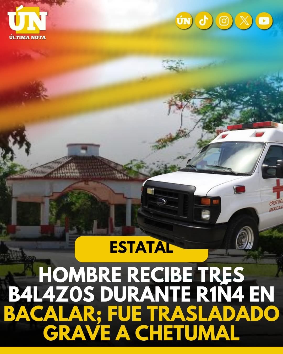Hombre recibe tres b4laz0s durante riña en Bacalar; fue trasladado grave a Chetumal.