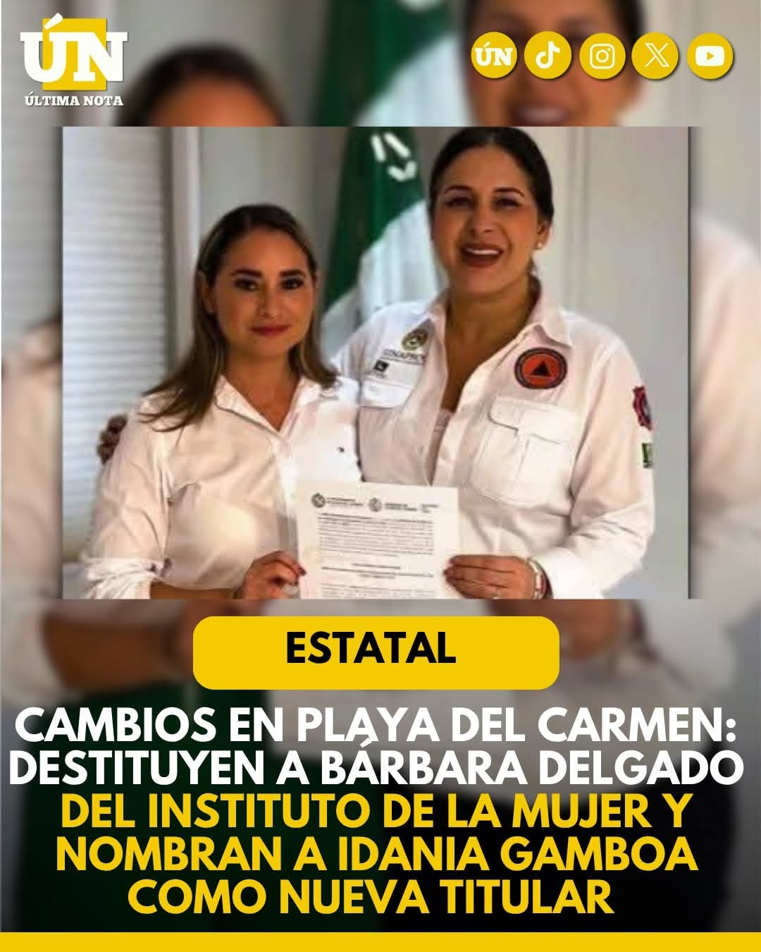 Cambios en Playa del Carmen: destituyen a Bárbara Delgado del Instituto de la Mujer y nombran a Idania Gamboa como nueva titular.