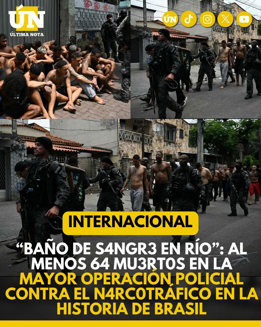 “Baño de s4ngr3 en Río”: al menos 64 mu3rt0s en la mayor operación policial contra el n4rc0tráfico en la historia de Brasil.