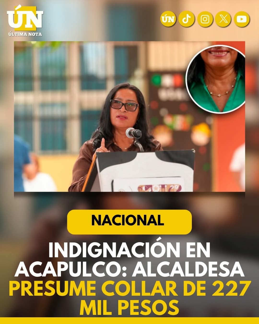 Indignación en acapulco: alcaldesa presume collar de 227 mil pesos y dice que “fue un regalo del pueblo”.