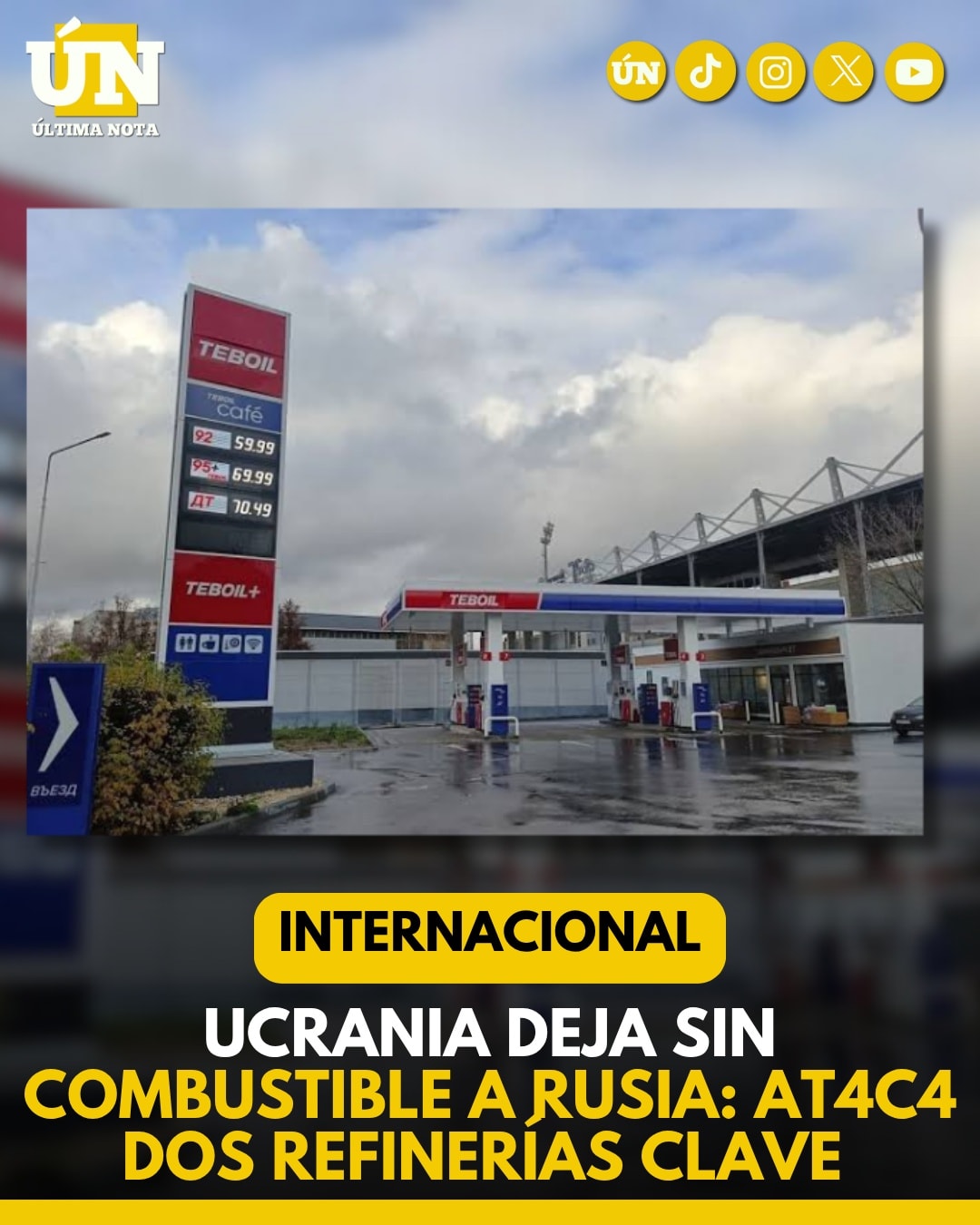 Ucrania deja sin combustible a Rusia: At4c4 dos refinerías clave.