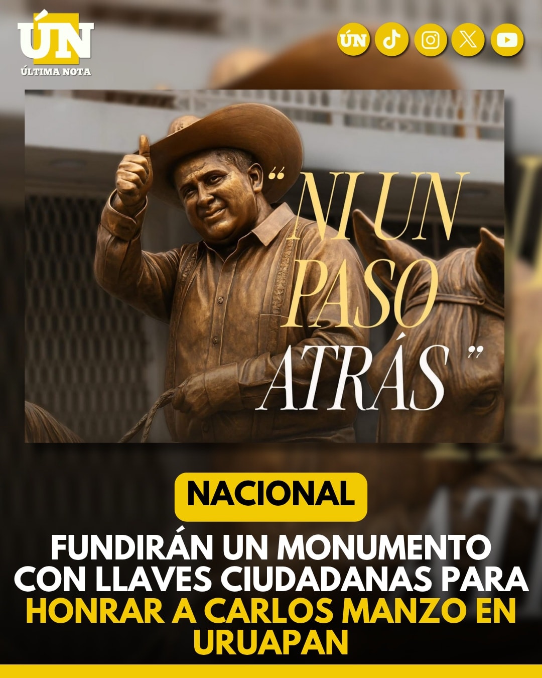 Fundirán un monumento con llaves ciudadanas para honrar a Carlos Manzo en Uruapan.