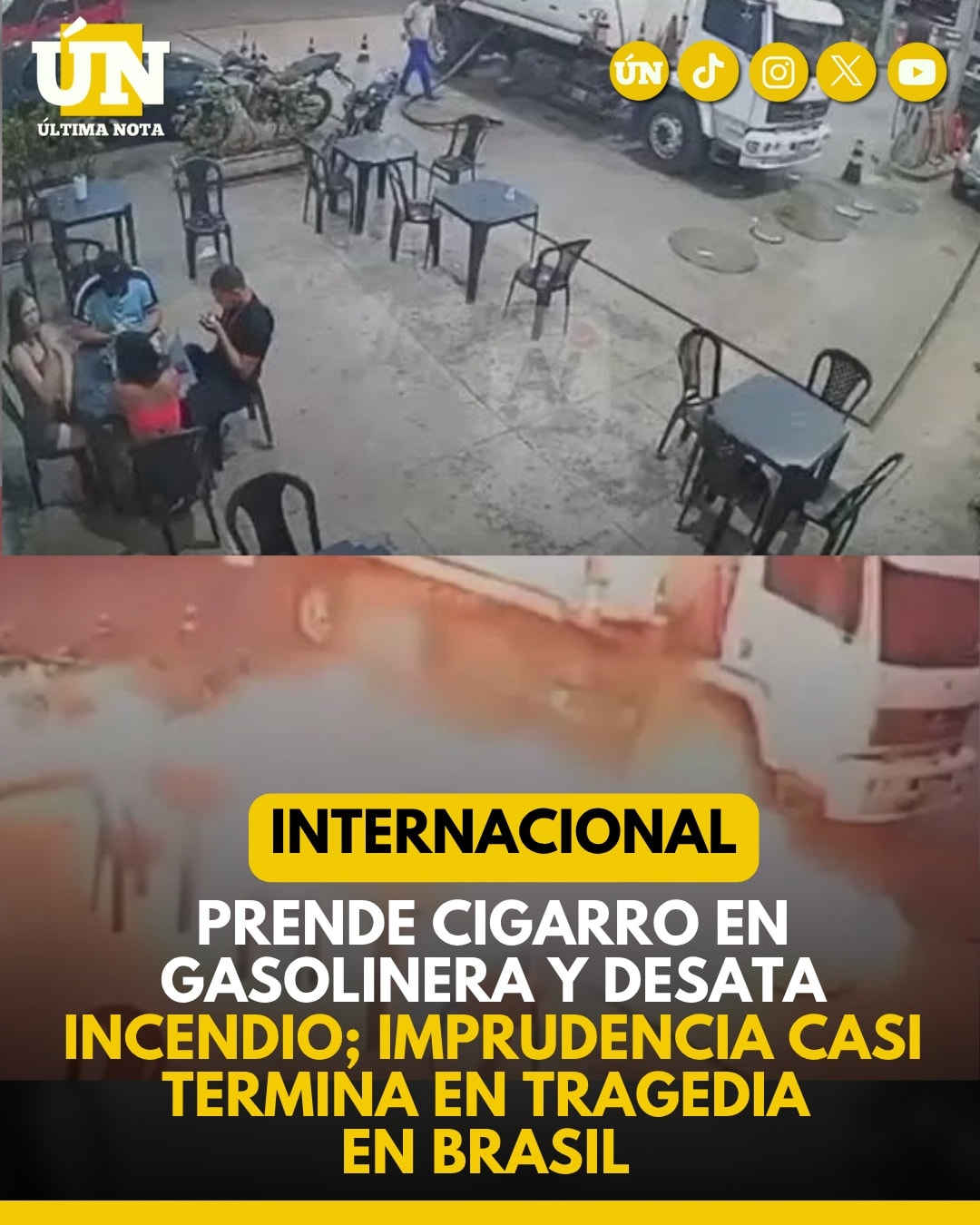 Prende cigarro en gasolinera y desata incendio; imprudencia casi termina en tragedia en Brasil.