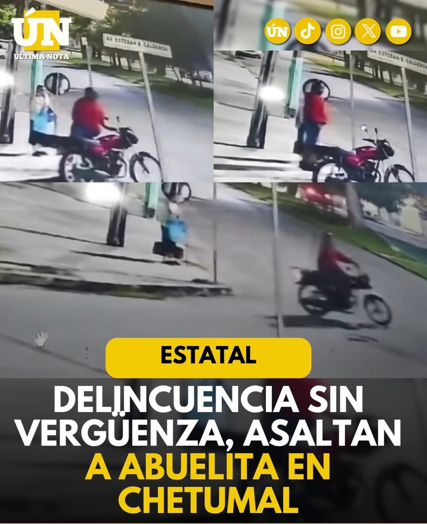 ¡DE VERGÜENZA! EN CHETUMAL LA DELINCUENCIA YA NO TIENE M4#&DR3: ASALTAN A UNA ABUELITA QUE SOLO IBA AL IMSS.
