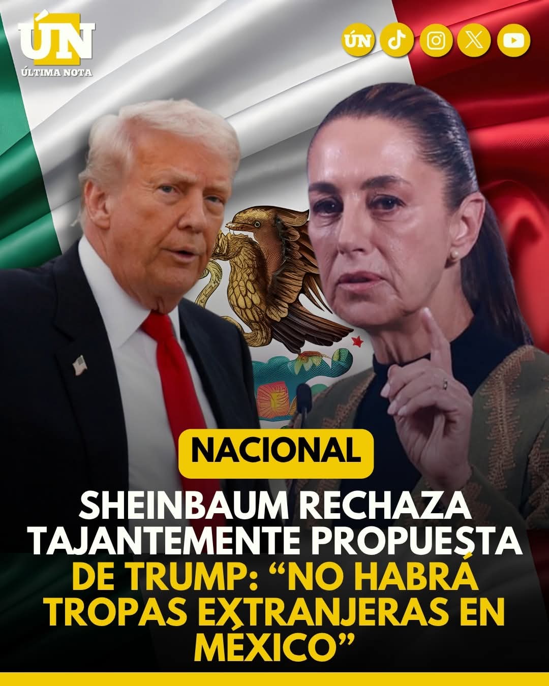 Sheinbaum rechaza tajantemente propuesta de Trump: “No habrá tropas extranjeras en México”.