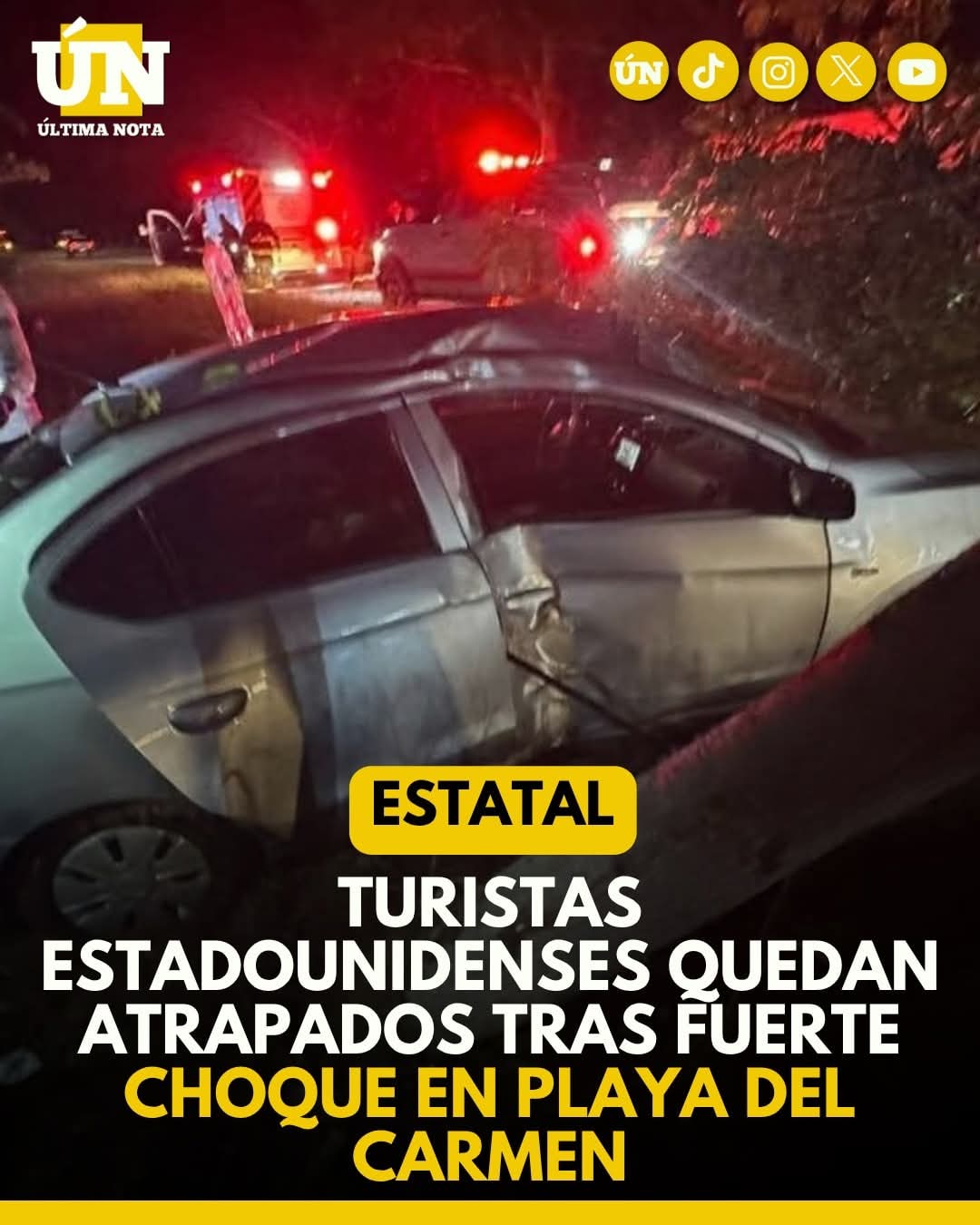 Turistas estadounidenses quedan 4tr4p4d0s tras fuerte ch0qu3 en Playa del Carmen.