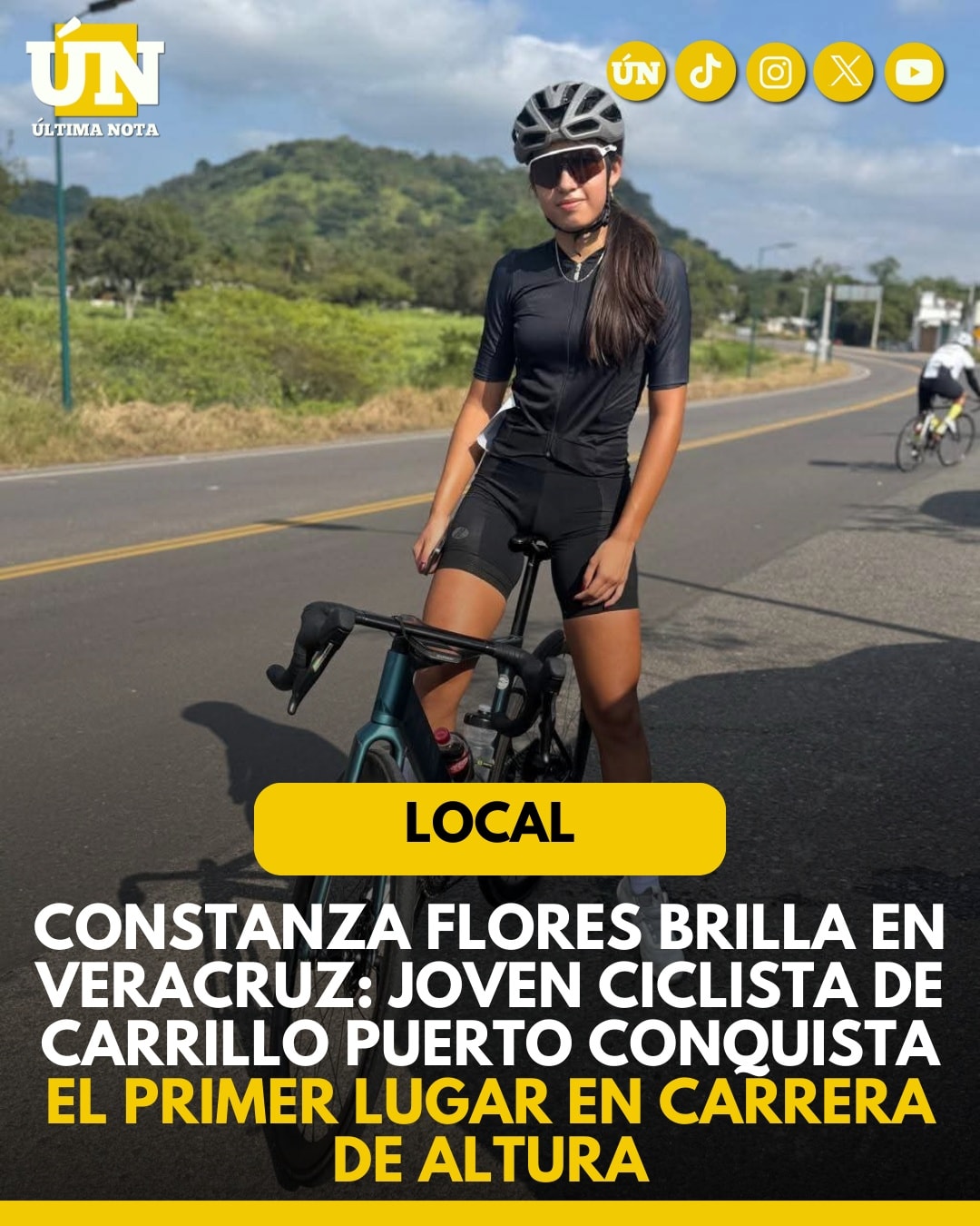 Constanza Flores brilla en Veracruz: joven ciclista de Carrillo Puerto conquista el primer lugar en carrera de altura.