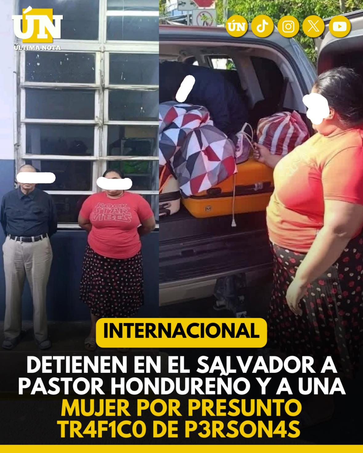 Detienen en El Salvador a pastor hondureño y a una mujer por presunto tr4fic0 de personas.