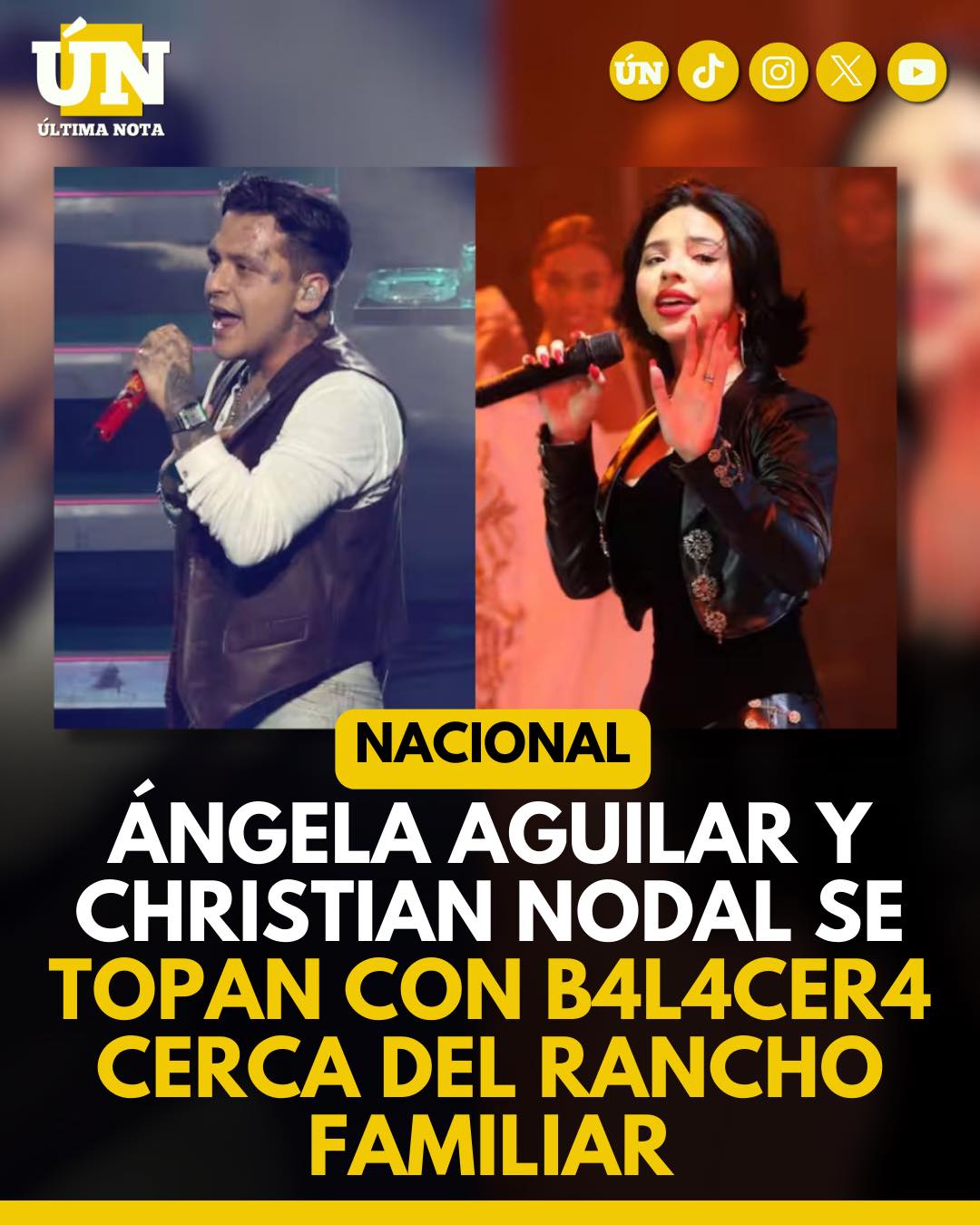 Ángela Aguilar y Christian Nodal se topan con b4l4cer4 cerca del rancho familiar