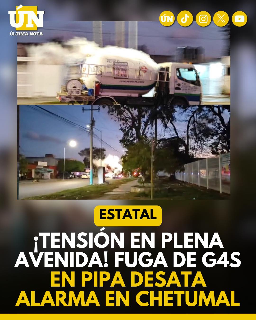 ¡Tensión en plena avenida! Fuga de g4s en p1pa desata alarma en Chetumal