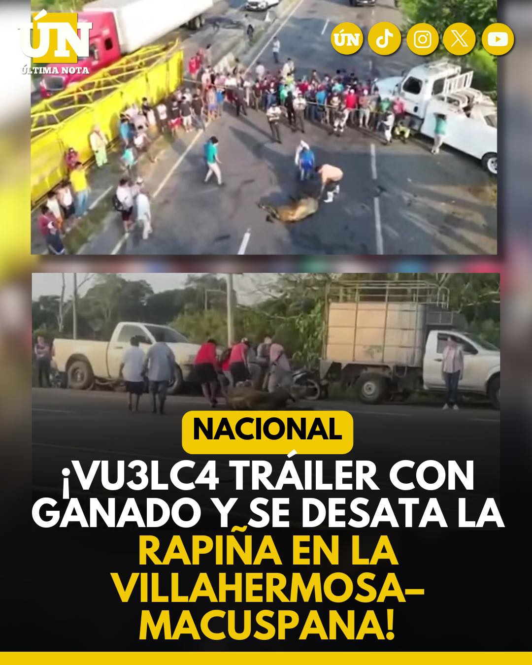 ¡Vuelca tráiler con g4n4do y se desata la r4piñ4 en la Villahermosa–Macuspana!