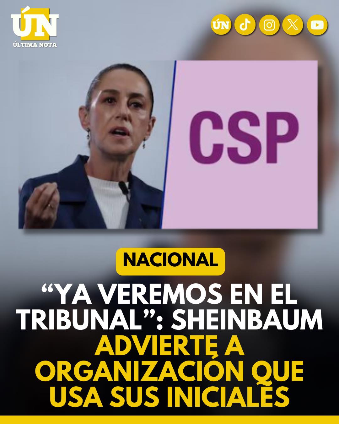 “Ya veremos en el tribunal”: Sheinbaum advierte a organización que usa sus iniciales