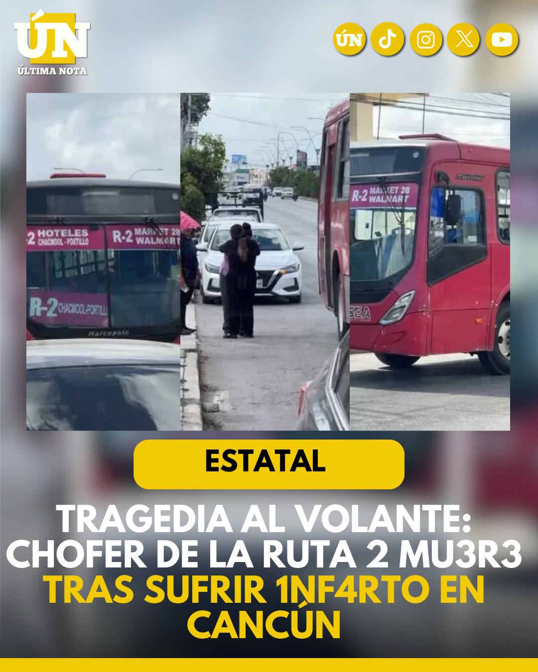 Chofer de la Ruta 2 p1erd3 la vida tras sufr1r 1nf4rto mientras conducía en Cancún.