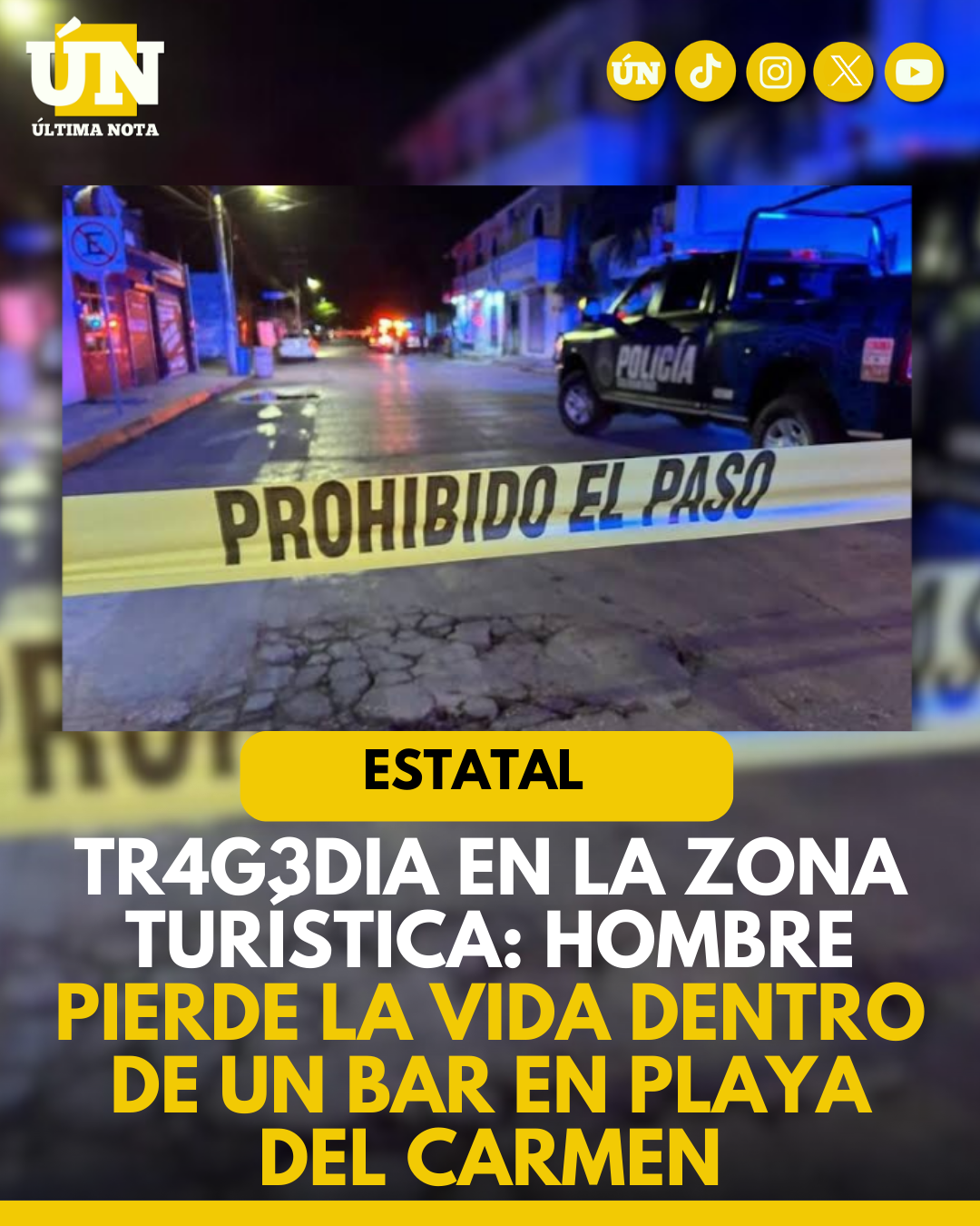 F4llec3 hombre en bar del centro turístico de Playa del Carmen.