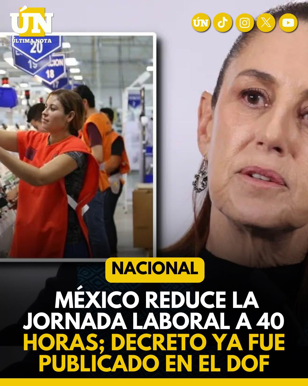 México reduce la jornada laboral a 40 horas; decreto ya fue publicado en el DOF