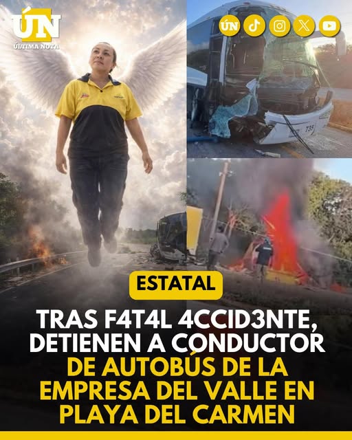 Tras f4t4l acc1dent3, detienen a conductor de autobús de la empresa Del Valle en Playa del Carmen.