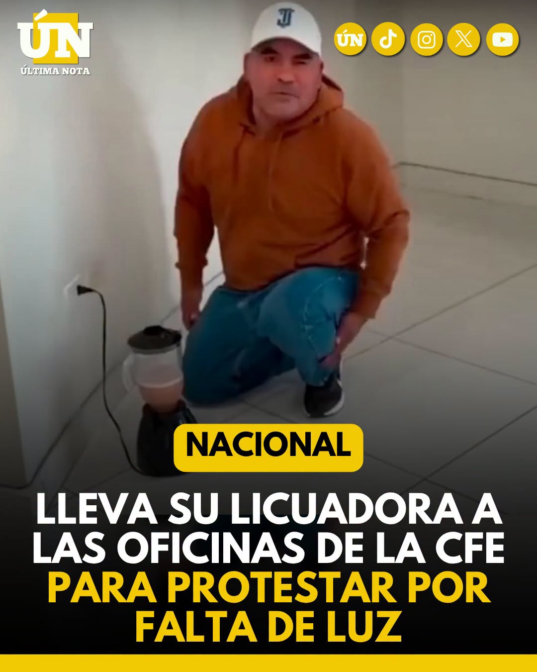 Lleva su licuadora a las oficinas de la CFE para protestar por falta de luz