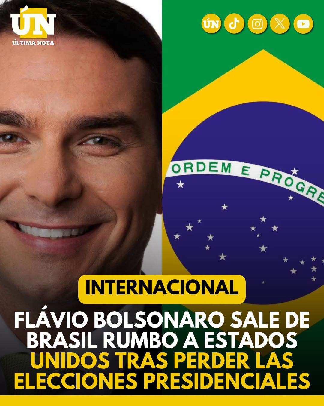 Brasil, 27 de octubre de 2026.– El senador brasileño Flávio Bolsonaro, hijo del expresidente Jair Bolsonaro, habría abandonado Brasil con destino a Estados Unidos, apenas dos días después de su derrota en las elecciones presidenciales del domingo 25 de octubre.